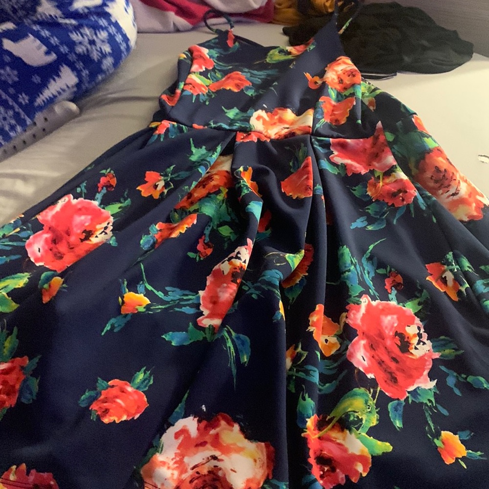 navy blue floral dress